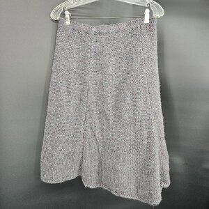 Knit Skirt Medium Gray A-Line Knee Length Cozy Grandma Casual Office Academia